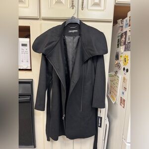 Karl Lagerfeld Black Oversized Collar Long Coat